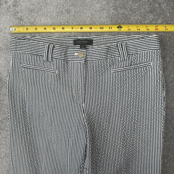 Ann Taylor Pants Womens 8 Blue White Striped Seersucker Cropped Stretch Cotton - Picture 6 of 11